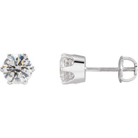 14K White Gold 6.5 mm Imitation White Gold Cubic Zirconia Stud Earrings