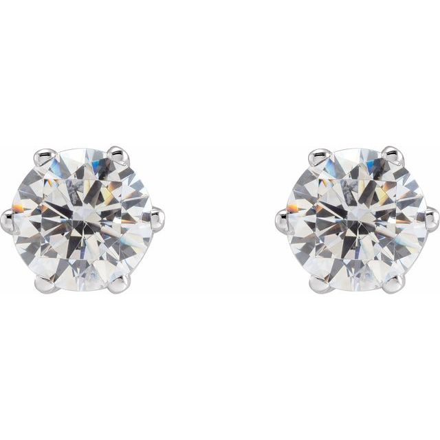 14K White Gold 6.5 mm Imitation White Gold Cubic Zirconia Stud Earrings