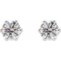14K White Gold 6.5 mm Imitation White Gold Cubic Zirconia Stud Earrings