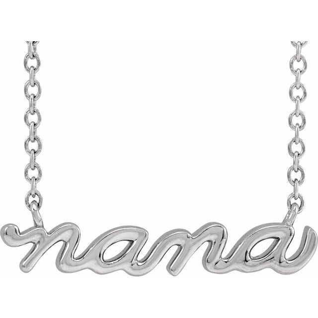14K White Gold 19.57x4.61 mm Nana 18" Necklace