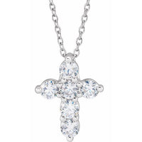 14K White Gold 3/4 CTW Lab-Grown Diamond Cross 18" Necklace