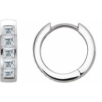 14K White Gold 9/10 CTW Natural Diamond Hoop Earrings