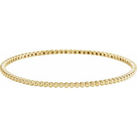14K Yellow Gold Beaded Bangle Bracelet