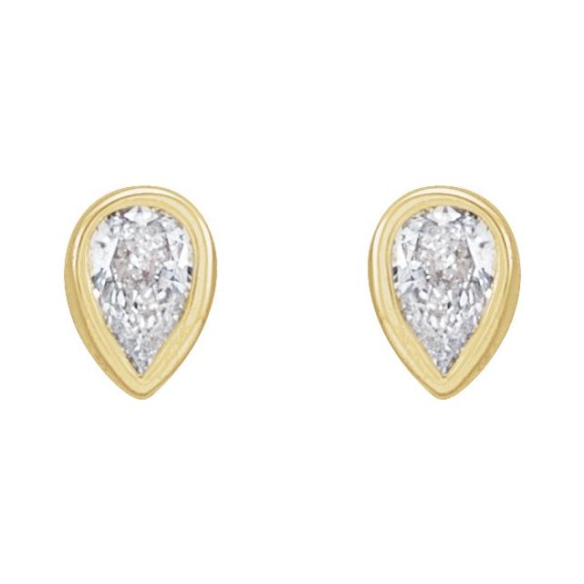 14K Yellow Gold 1/10 CTW Natural Diamond Micro Bezel-Set Earrings