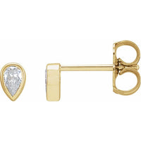 14K Yellow Gold 1/10 CT Natural Diamond Micro Bezel-Set Earring