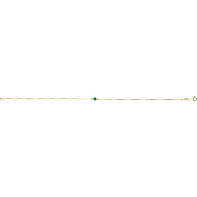 14K Yellow Gold Lab-Grown Emerald Bezel-Set Solitaire 6 1/2-7 1/2" Bracelet