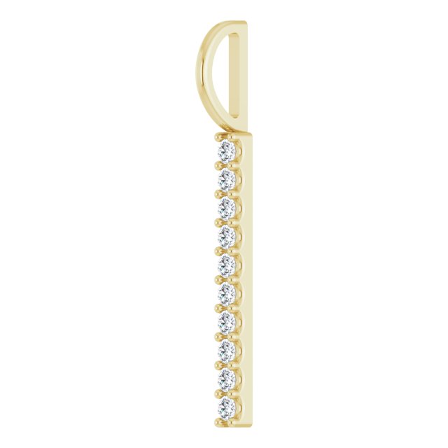 14K Yellow Gold 1/6 CTW Natural Diamond Vertical Bar Charm/Pendant