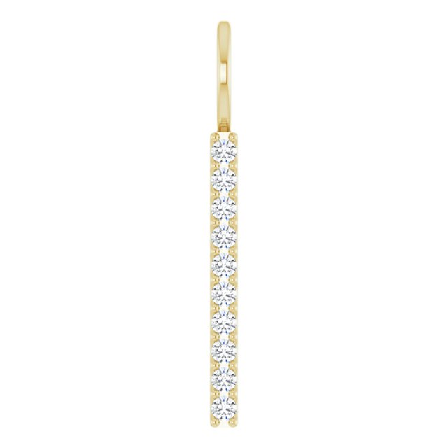 14K Yellow Gold 1/6 CTW Natural Diamond Vertical Bar Charm/Pendant