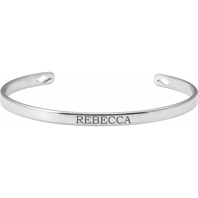 14K White Gold Engravable Cuff 7" Bracelet