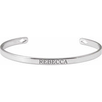 14K White Gold Engravable Cuff 7" Bracelet