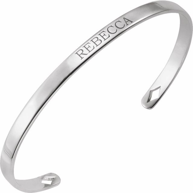 14K White Gold Engravable Cuff 7" Bracelet