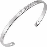 14K White Gold Engravable Cuff 7" Bracelet