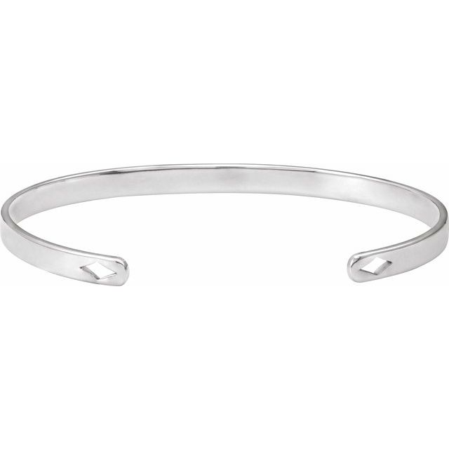 14K White Gold Engravable Cuff 7" Bracelet
