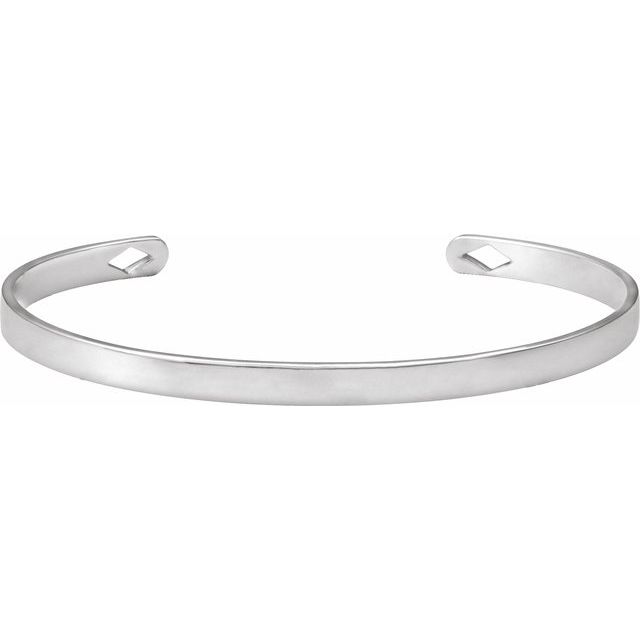 14K White Gold Engravable Cuff 7" Bracelet