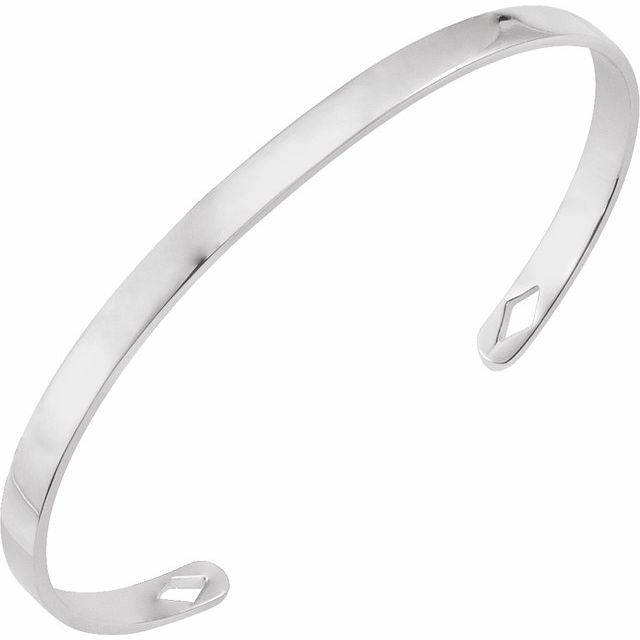 14K White Gold Engravable Cuff 7" Bracelet