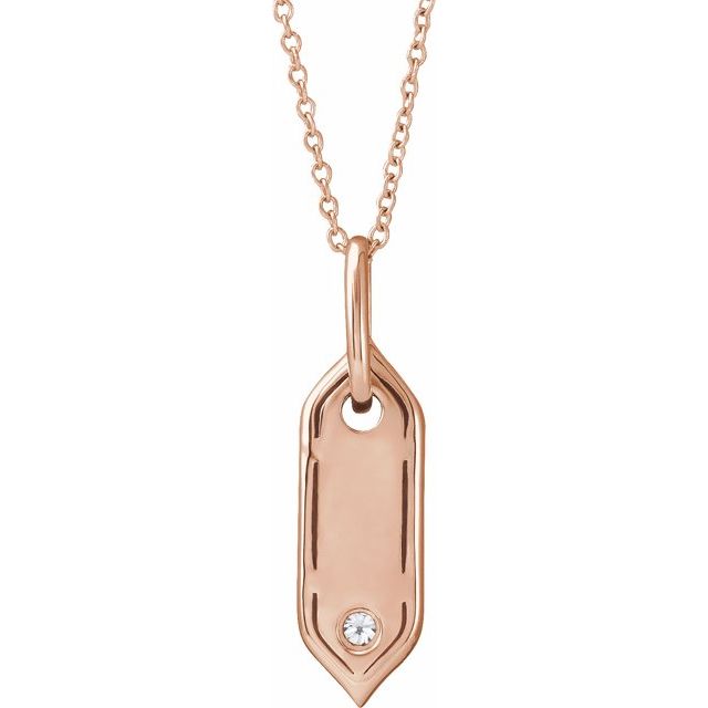 14K Rose Gold Initial M .05 CT Natural Diamond 16-18" Necklace