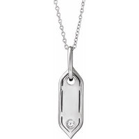 14K White Gold Initial J .05 CT Natural Diamond 16-18" Necklace