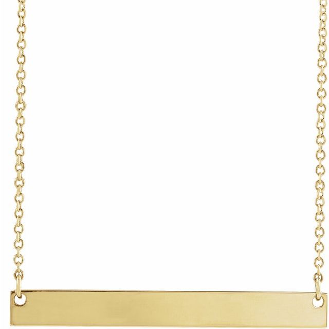 18K Yellow Gold-Plated Sterling Silver 34x4 mm Engravable Bar 16" Necklace