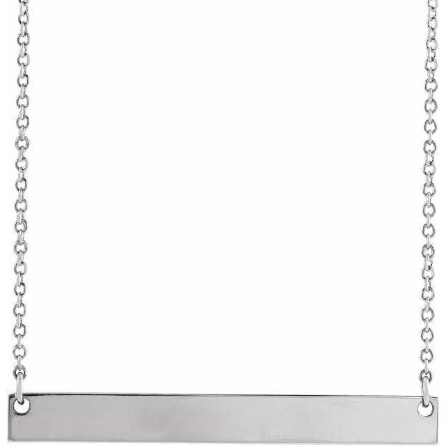 Sterling Silver 30x3.5 mm Engravable Bar 16" Necklace