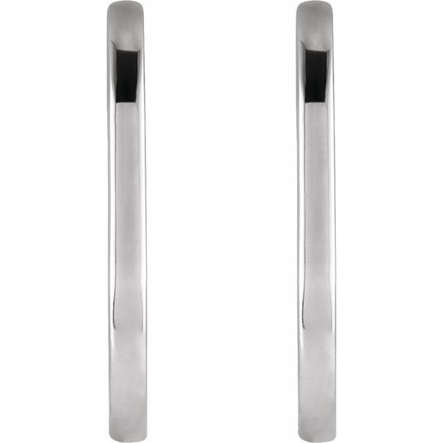 14K White Gold 20 mm Elongated Oval Huggie Hoop Earrings