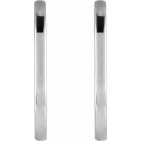 14K White Gold 20 mm Elongated Oval Huggie Hoop Earrings