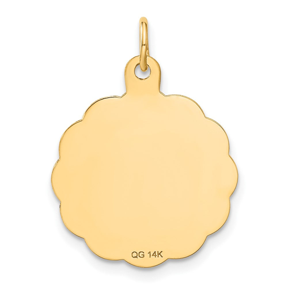 14k Wrestling Scalloped Edge Disc Charm