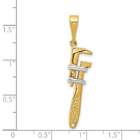 14K w/Rhodium 3-D Pipe Wrench Charm