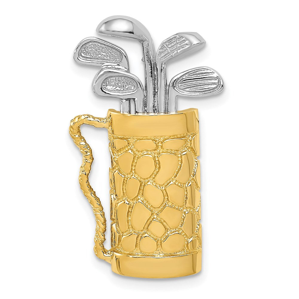14k Two-tone Golf Bag with Clubs Pendant