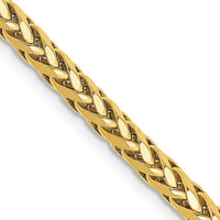 14k Yellow Gold 14k 3.1mm Semi-solid D/C Wheat Chain