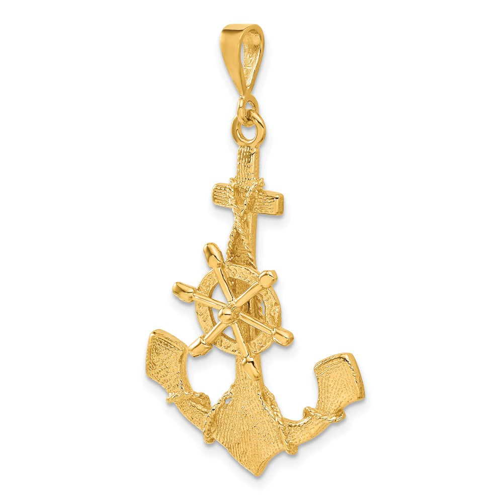 14k Large Anchor w/ Moveable Wheel Charm