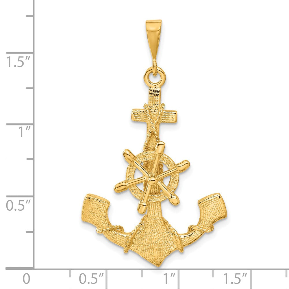 14k Large Anchor w/ Moveable Wheel Charm
