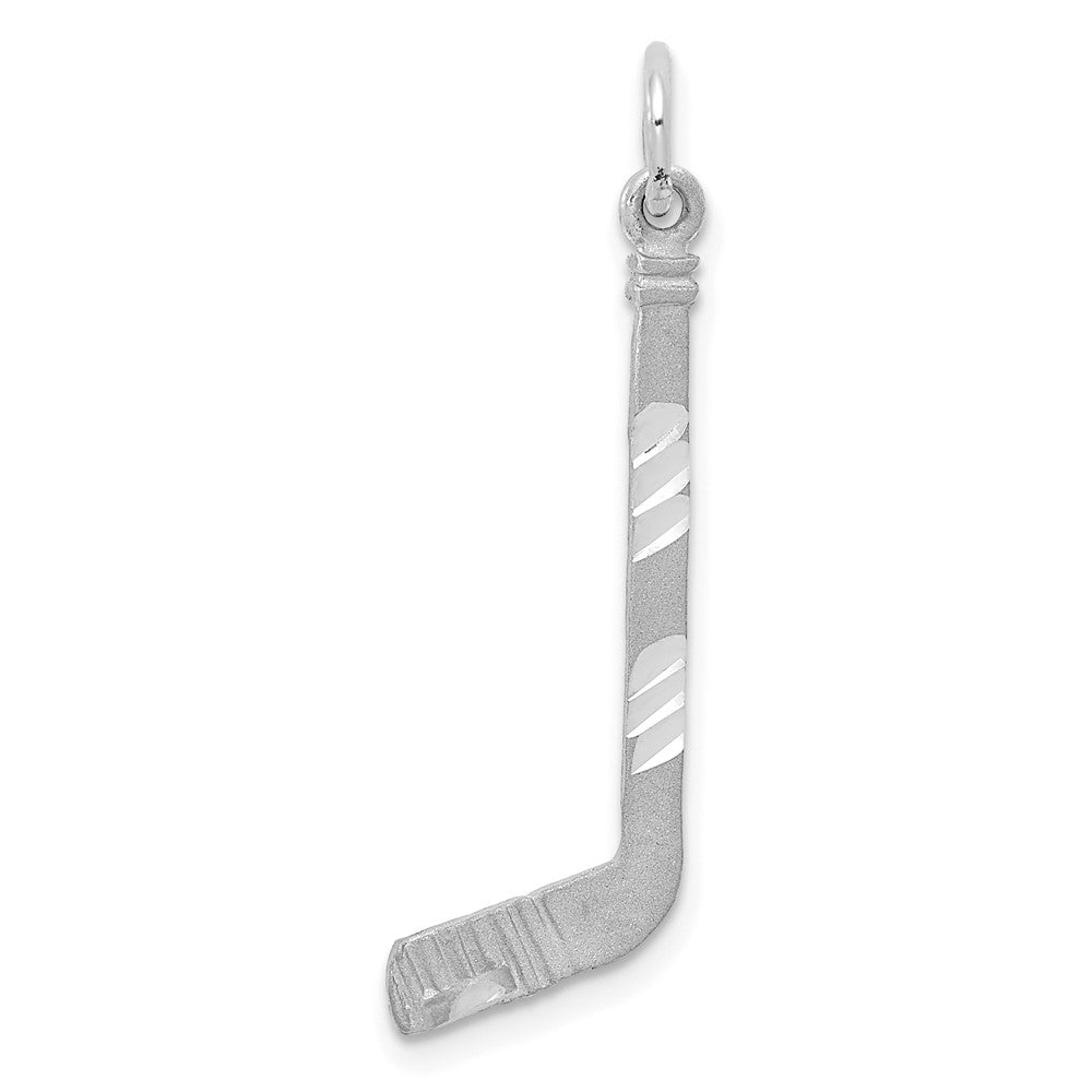 14k White Gold Satin D/C Hockey Stick Charm