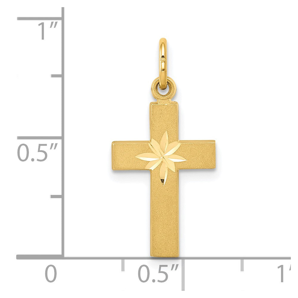 14k Small Diamond-cut Cross Pendant