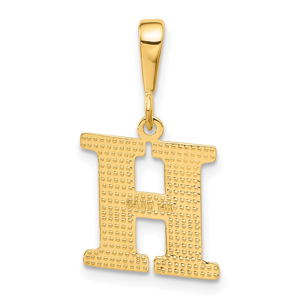 14k Textured Initial H Charm