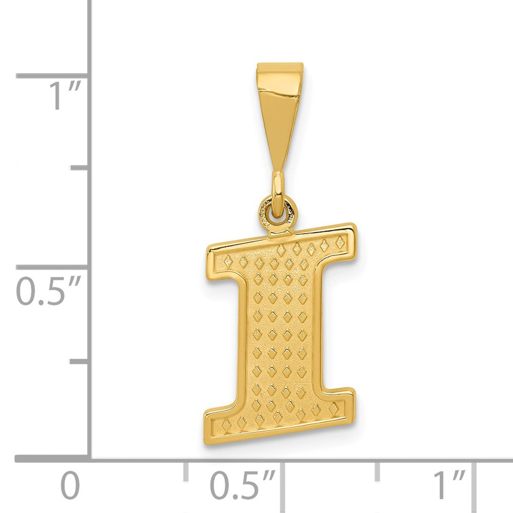 14k Textured Initial I Charm
