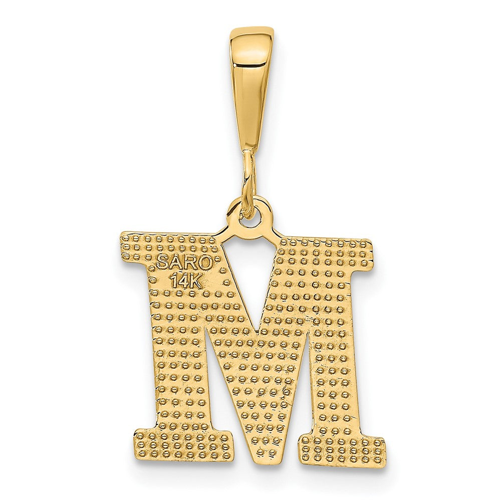 14k Textured Initial M Charm