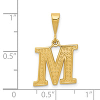 14k Textured Initial M Charm