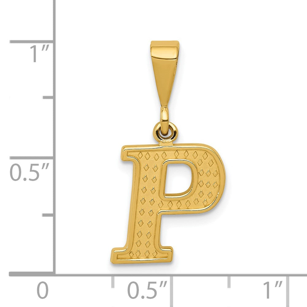 14k Textured Initial P Charm