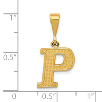 14k Textured Initial P Charm