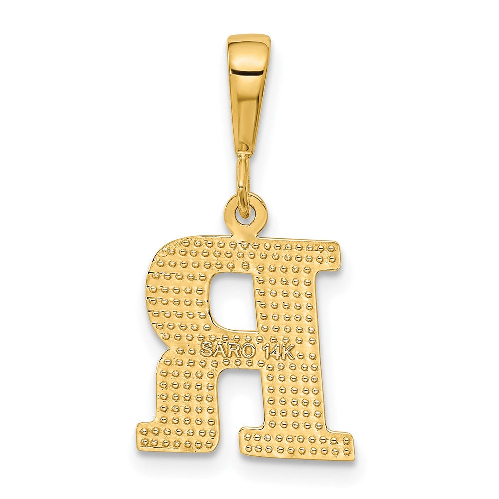 14k Textured Initial R Charm