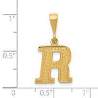 14k Textured Initial R Charm