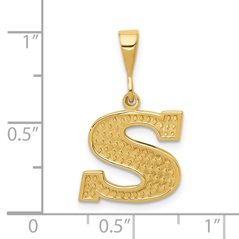 14k Textured Initial S Charm