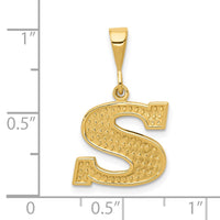 14k Textured Initial S Charm