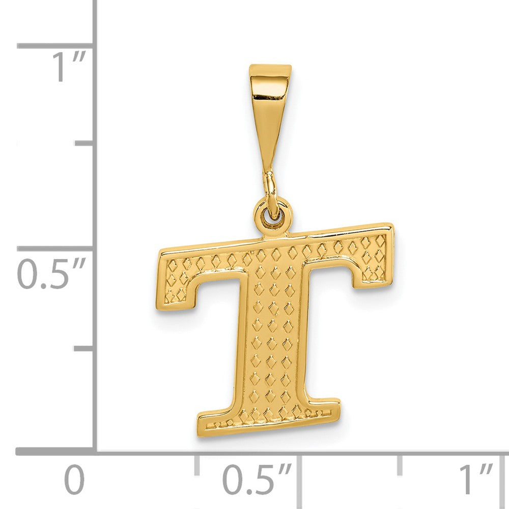 14k Textured Initial T Charm