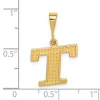 14k Textured Initial T Charm