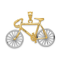 14k Large Two-tone 3-D Bicycle Pendant