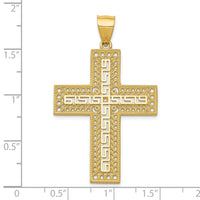 14k Greek Key Filigree Cross Pendant