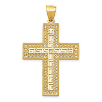 14k Greek Key Filigree Cross Pendant