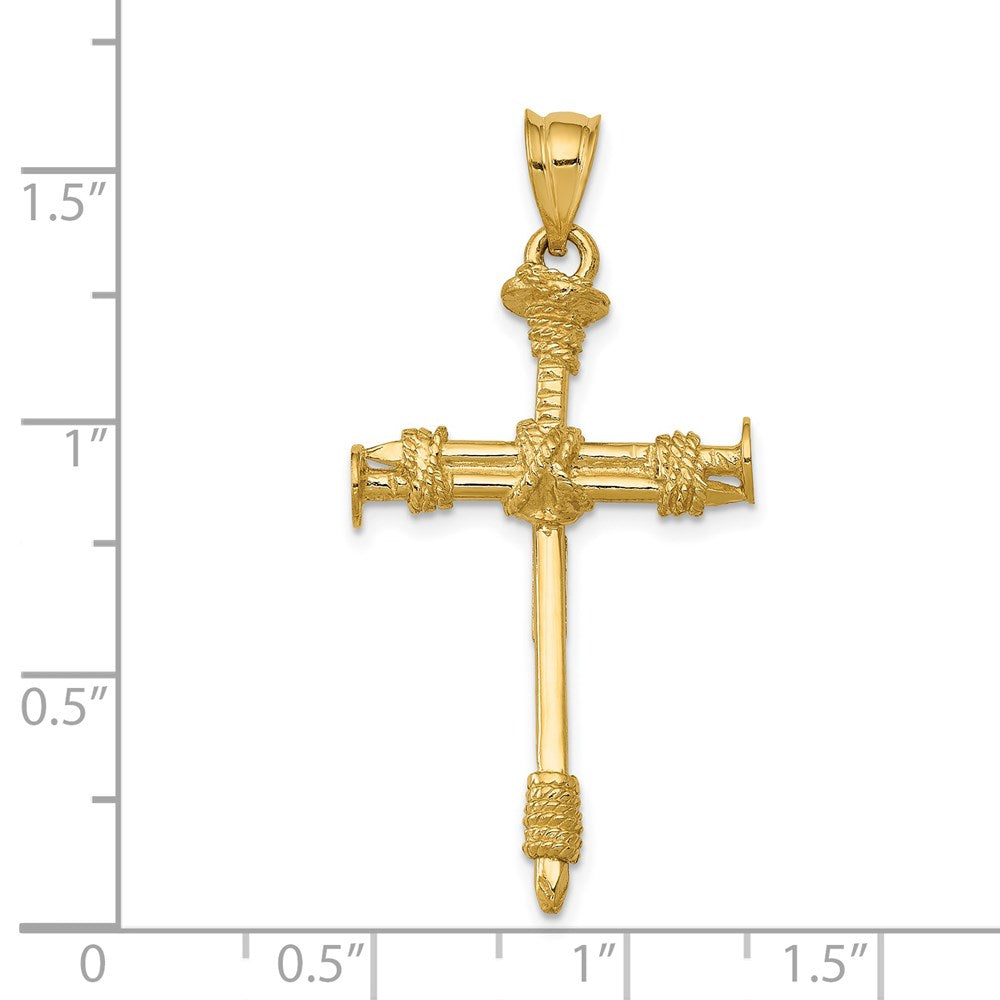 14k Polished Nail Cross Pendant