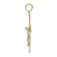 14k Two-tone Diamond-cut Crucifix Pendant